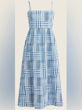 NWOT J. Crew A-line midi dress in indigo patchwork - 4